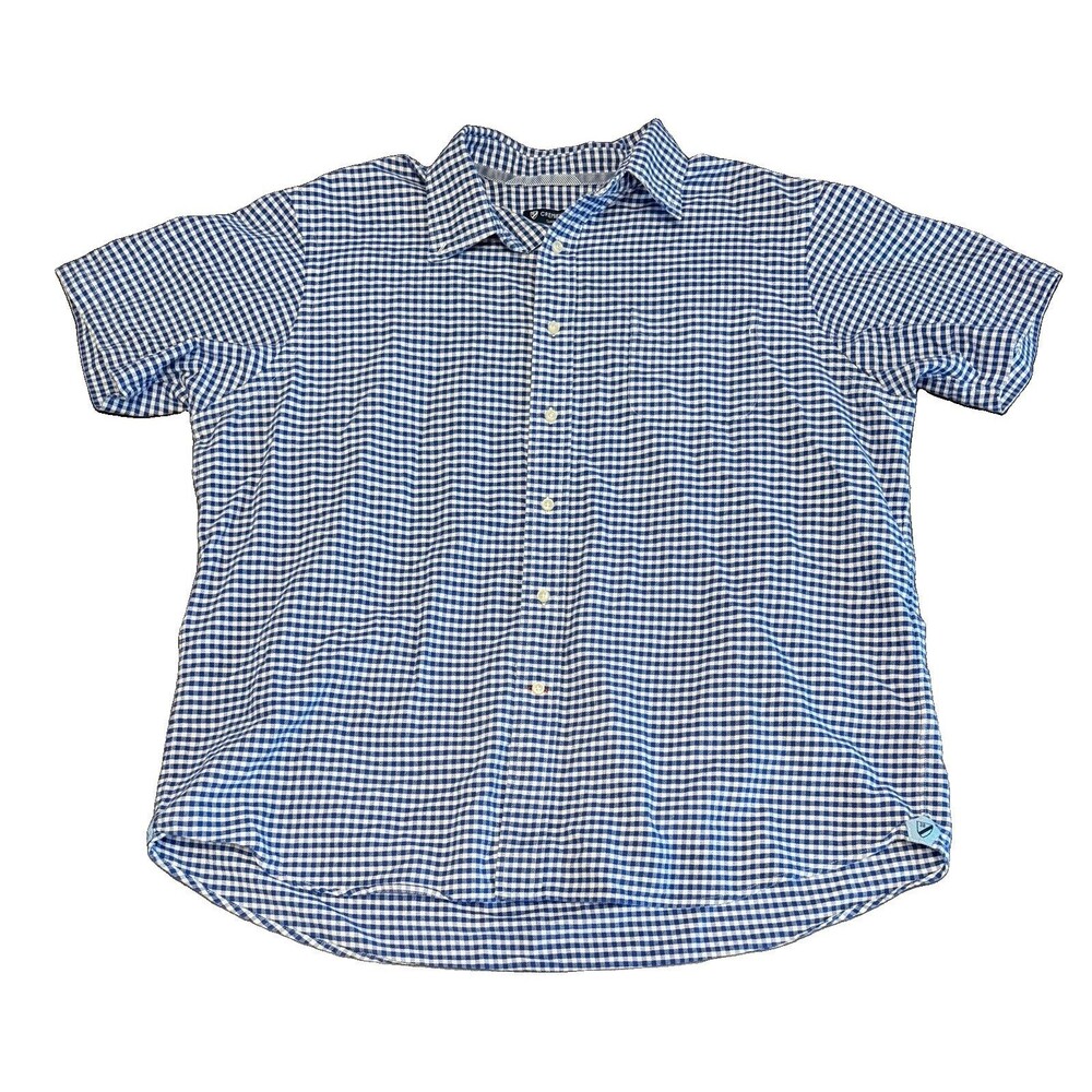 Cremieux Mens Size XL Blue Plaid Casual Short Sleeve Button-Up Shirt EUC